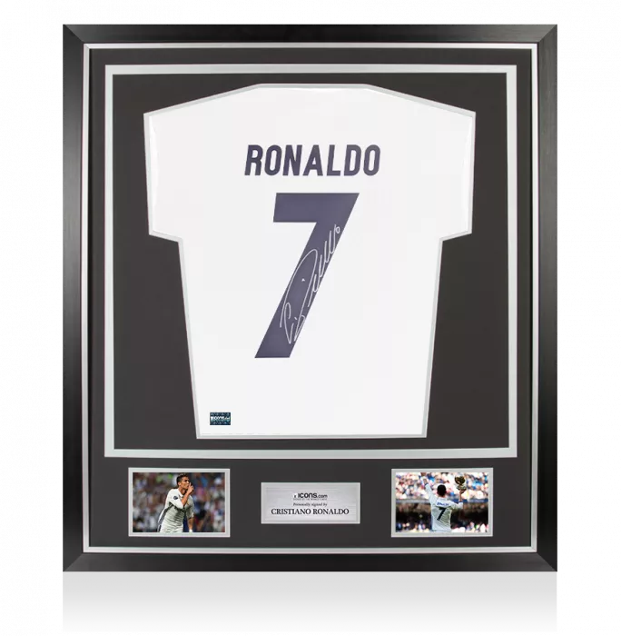 icons Cristiano Ronaldo Back Signed Real Madrid 2016-17 Home Shirt In Classic Frame: All-White 'Parley' Special Edition