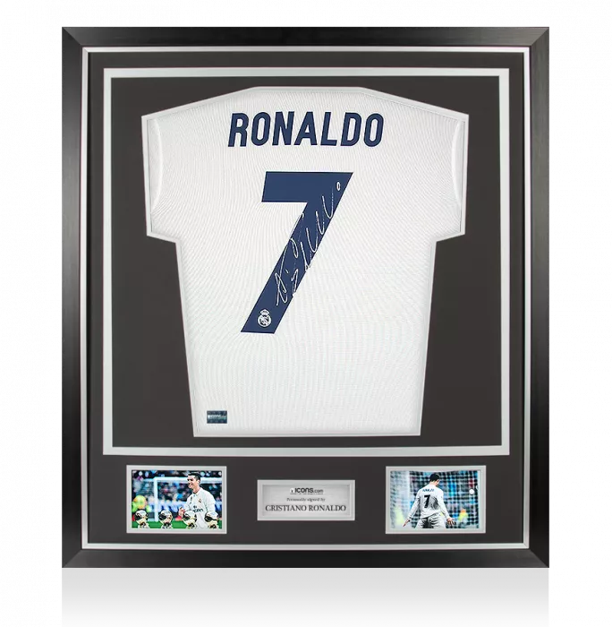 icons Cristiano Ronaldo Back Signed Real Madrid 2016-17 Home Shirt In Classic Frame