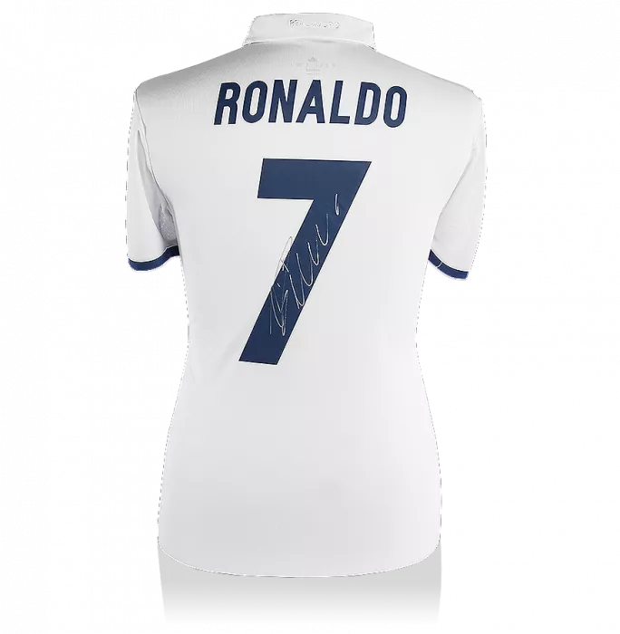 icons Cristiano Ronaldo Back Signed Real Madrid 2016-17 Home Shirt With Fan Style Numbers