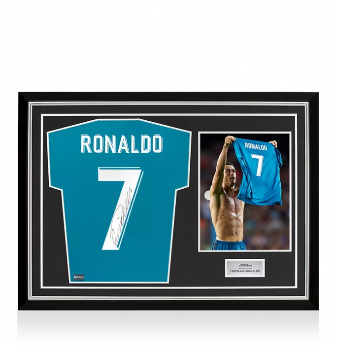 Icons Cristiano Ronaldo Back Signed Real Madrid 2017-18 Third Shirt In Hero Frame: Option 1