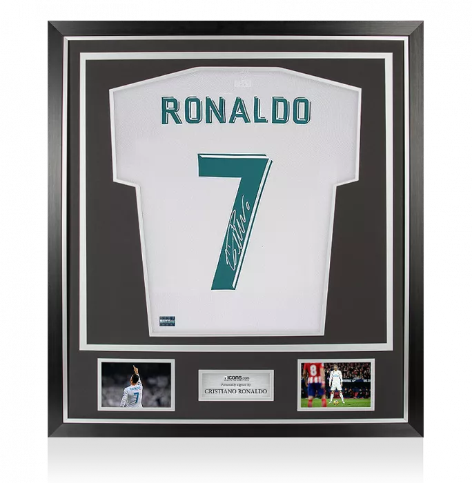 icons Cristiano Ronaldo Back Signed Real Madrid 2017-18 Home Shirt With Fan Style Number In Classic Frame