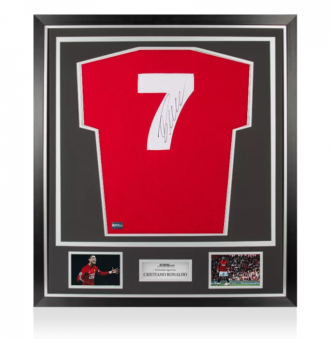 Icons Cristiano Ronaldo Back Signed Retro Manchester United Shirt In Classic Frame: Number Seven