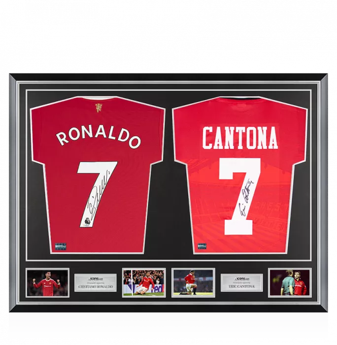 icons Cristiano Ronaldo & Eric Cantona Signed Manchester United Shirts In Classic Dual Frame