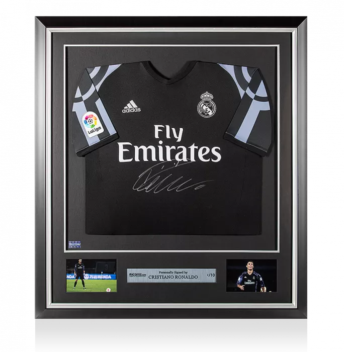 icons Cristiano Ronaldo Front Signed and Framed Real Madrid 2016-17 Third Shirt