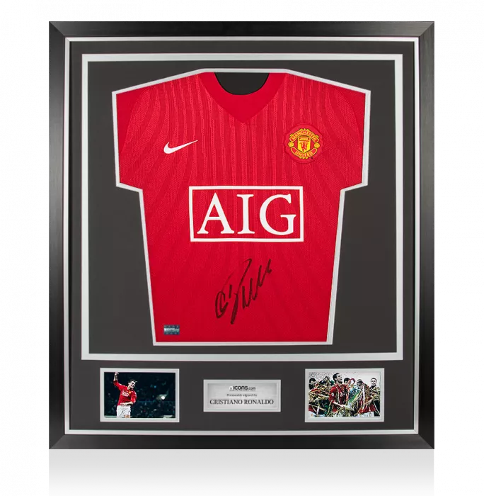 Icons Cristiano Ronaldo Front Signed Manchester United 2007-09 Home Shirt In Classic Frame