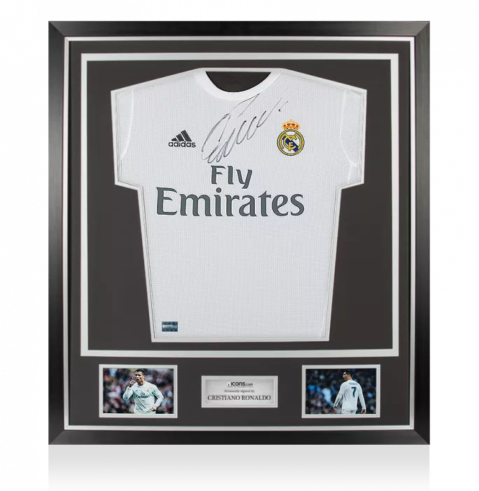 Icons Cristiano Ronaldo Front Signed Real Madrid 2015-16 Home Shirt In Classic Frame