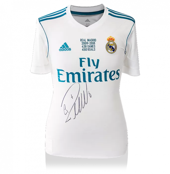 Icons Cristiano Ronaldo Front Signed Real Madrid 2017-18 Home Shirt: Los Blancos Career Stats Edition