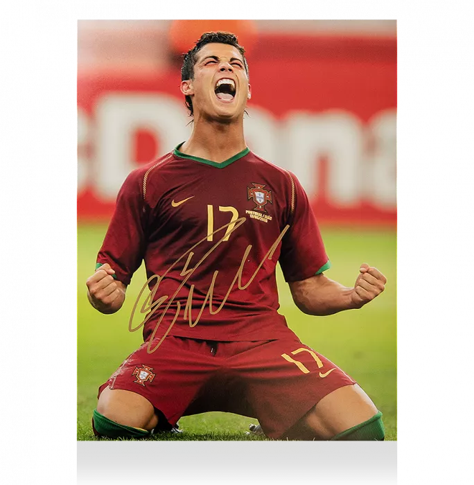 Icons Cristiano Ronaldo Gold Signed Portugal Photo: 2006 FIFA World Cup Goal Vs Iran