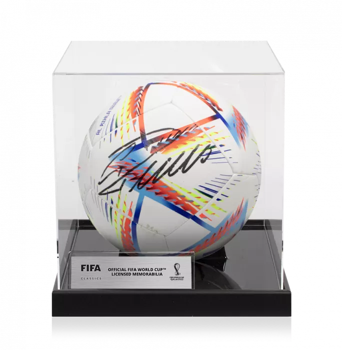 icons Cristiano Ronaldo Official 2022 FIFA World Cup™ Signed Football In Acrylic Case