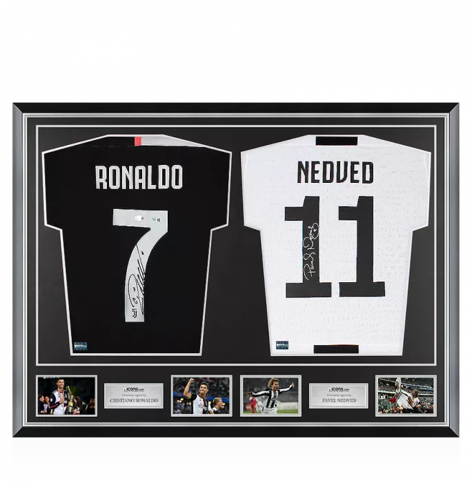 icons Cristiano Ronaldo & Pavel Nedved Signed Juventus Shirts In Classic Dual Frame