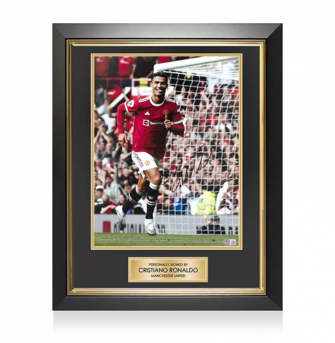 Icons Cristiano Ronaldo Signed And Framed Manchester United Photo: Premier League Legend
