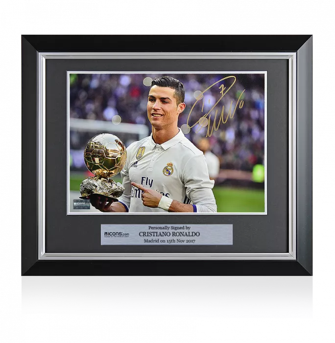 icons Cristiano Ronaldo Signed and Framed Real Madrid Photo: 2016 Ballon d'Or Winner