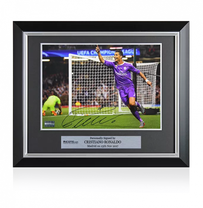 icons Cristiano Ronaldo Signed and Framed Real Madrid Photo: 2017 UEFA Champions League Final Goal