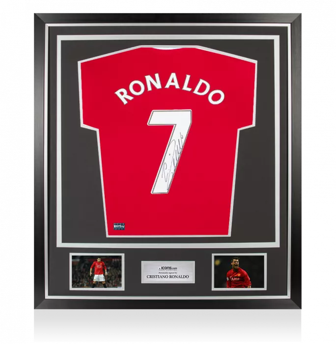 icons Cristiano Ronaldo Signed Manchester United Shirt With Fan Style Number In Classic Frame
