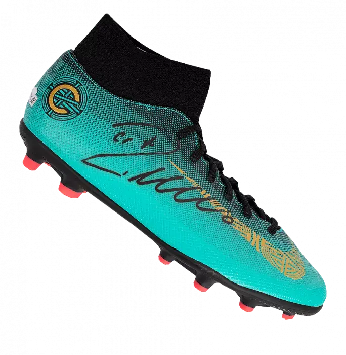 Icons Cristiano Ronaldo Signed Nike CR7 Mercurial Superfly VI High Top Boot In Acrylic Case