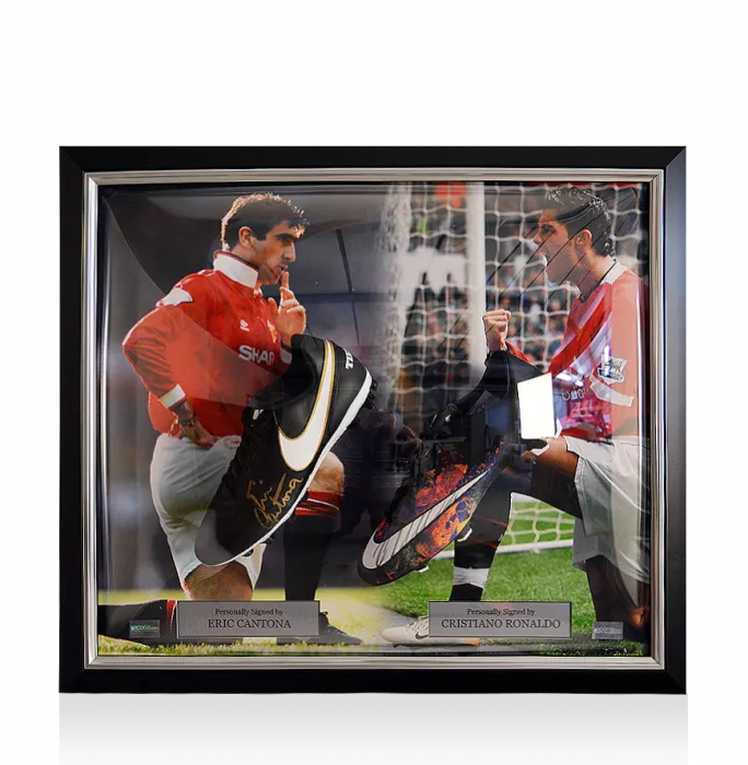 icons Cristiano Ronaldo Signed Nike Mercurial Boot & Eric Cantona Signed Nike Tiempo Boot In Manchester United Master Frame