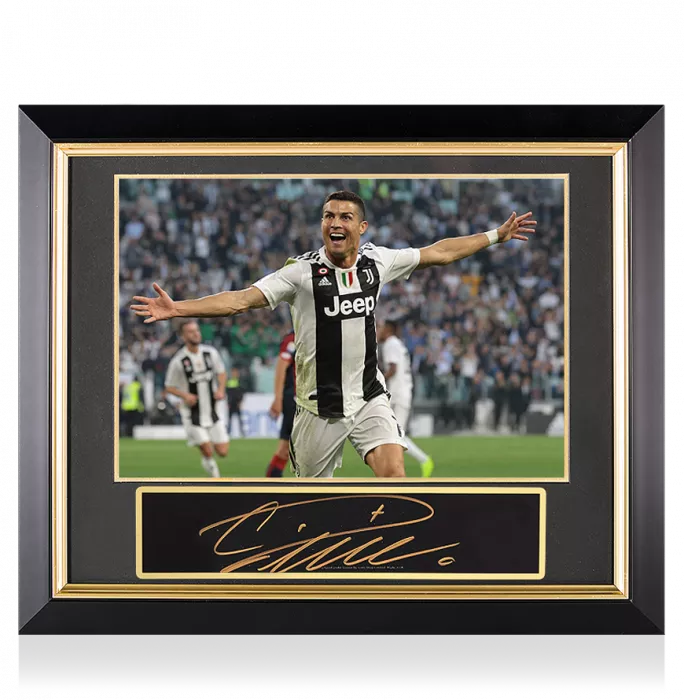 icons Cristiano Ronaldo Signed Plaque and Juventus Photo Frame: Serie A Superstar