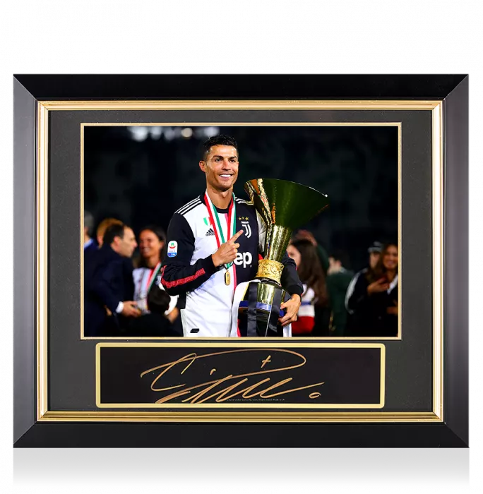 icons Cristiano Ronaldo Signed Plaque and Juventus Photo Frame: 2018-19 Scudetto Winner