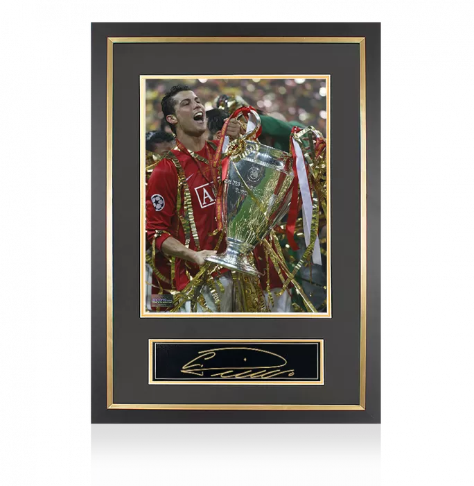 Icons Cristiano Ronaldo Signed Plaque And Photo Frame: 2008 UEFA Champions League Winner