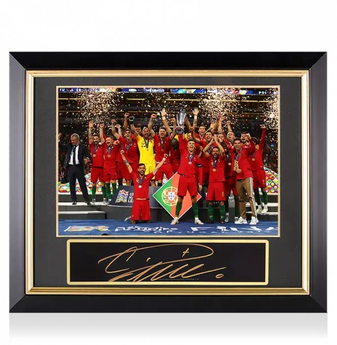 Icons Cristiano Ronaldo Signed Plaque And Portugal Photo Frame: 2019 UEFA Nations League Winner