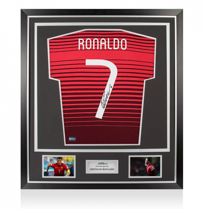 icons Cristiano Ronaldo Signed Portugal 2014 Home Shirt In Classic Frame