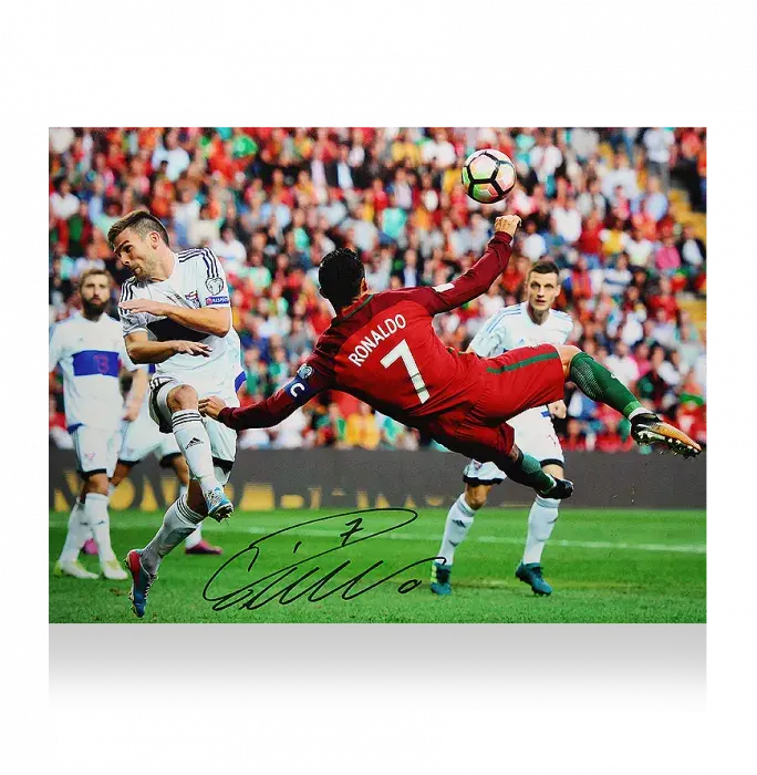 Icons Cristiano Ronaldo Signed Portugal Photo: Overhead Kick Goal