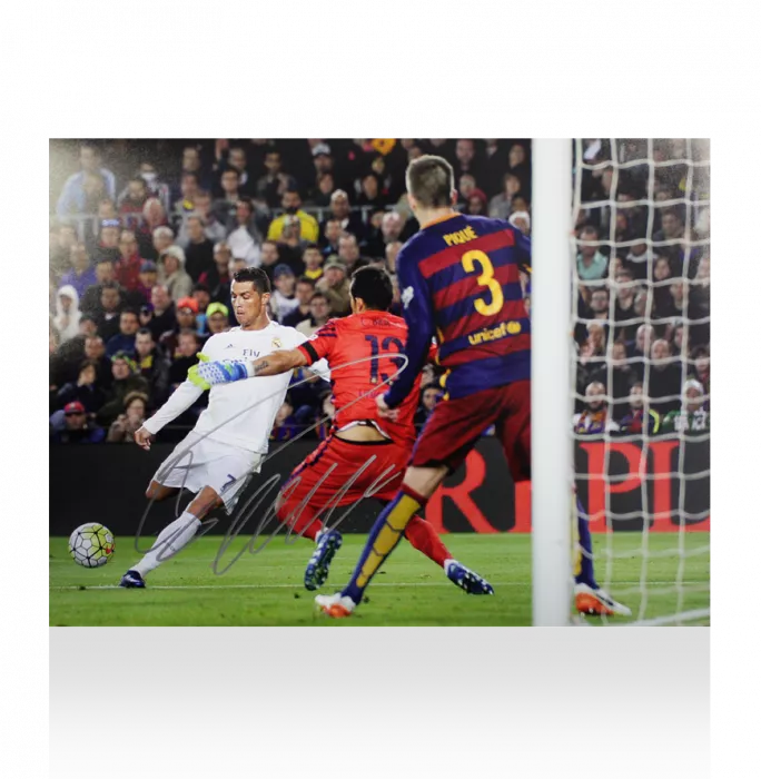 Icons Cristiano Ronaldo Signed Real Madrid Photo: El Clasico Goal Vs Barcelona