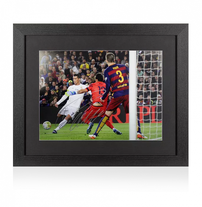 icons Cristiano Ronaldo Signed Real Madrid Photo: El Clasico Goal vs Barcelona