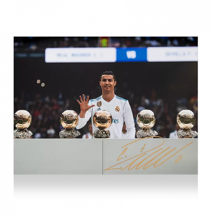icons Cristiano Ronaldo Signed Real Madrid Photo: Five-Time Ballon d'Or Winner