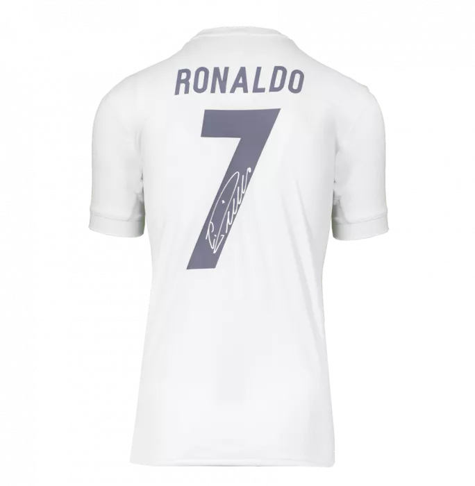 Icons Cristiano Ronaldo Signed Real Madrid Shirt - Home 2016-2017 Number 7 All-White In Classic Frame
