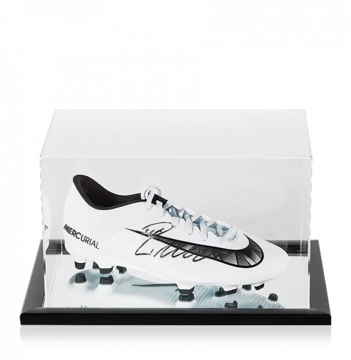 Icons Cristiano Ronaldo Signed White Nike Mercurial CR7 Boot In Acrylic Case