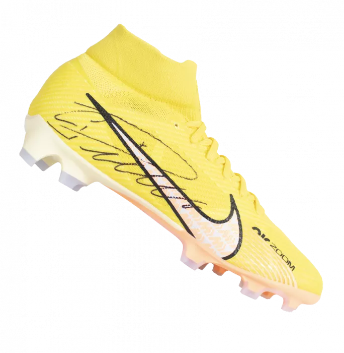 Icons Cristiano Ronaldo Signed Yellow Nike Mercurial Superfly Boot In Acrylic Case
