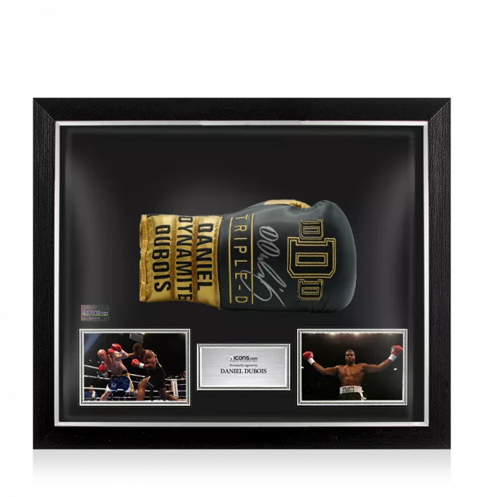 icons Daniel Dubois Black & Gold Signed Boxing Glove In Bubble Frame: Option 1