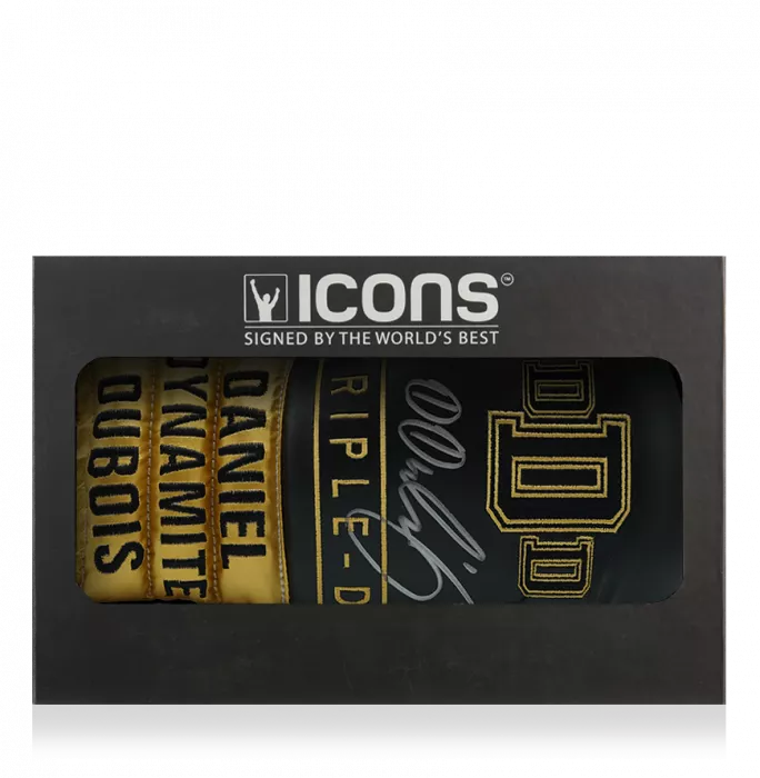 Icons Daniel Dubois Black & Gold Signed Boxing Glove In Deluxe Packaging