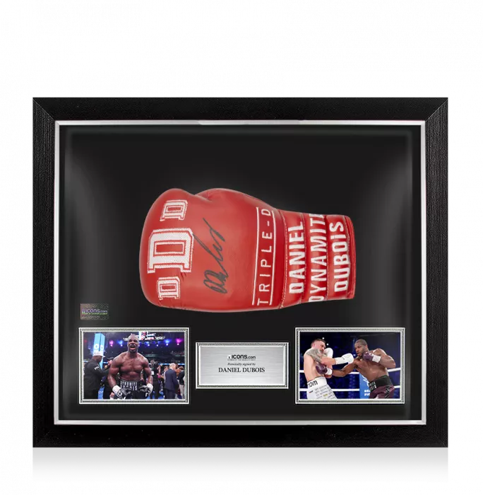 icons Daniel Dubois Signed Triple-D Red Boxing Glove In Bubble Frame: Option 1
