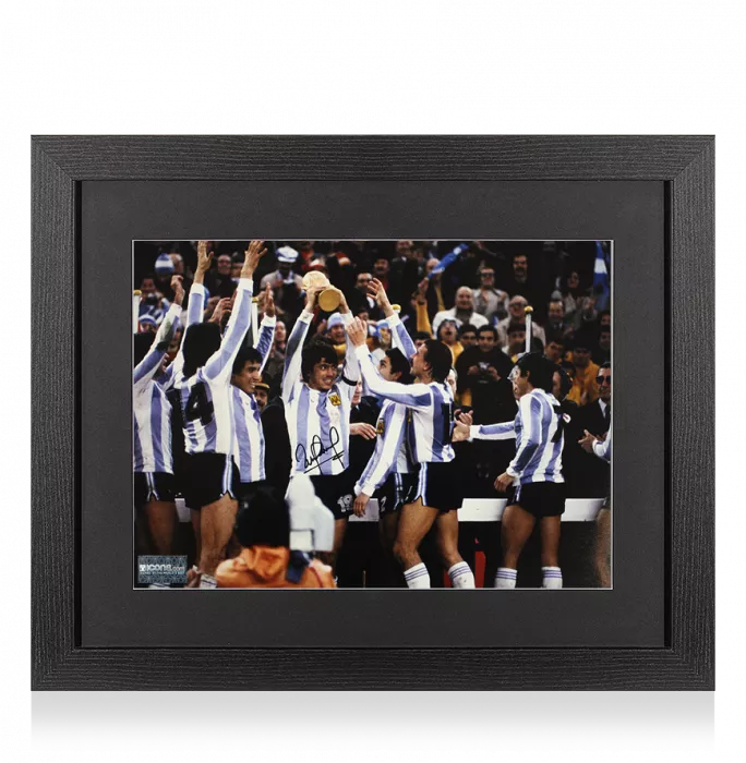 Icons Daniel Passarella Signed Argentina Photo In Black Wooden Frame: 1978 FIFA World Cup Winner
