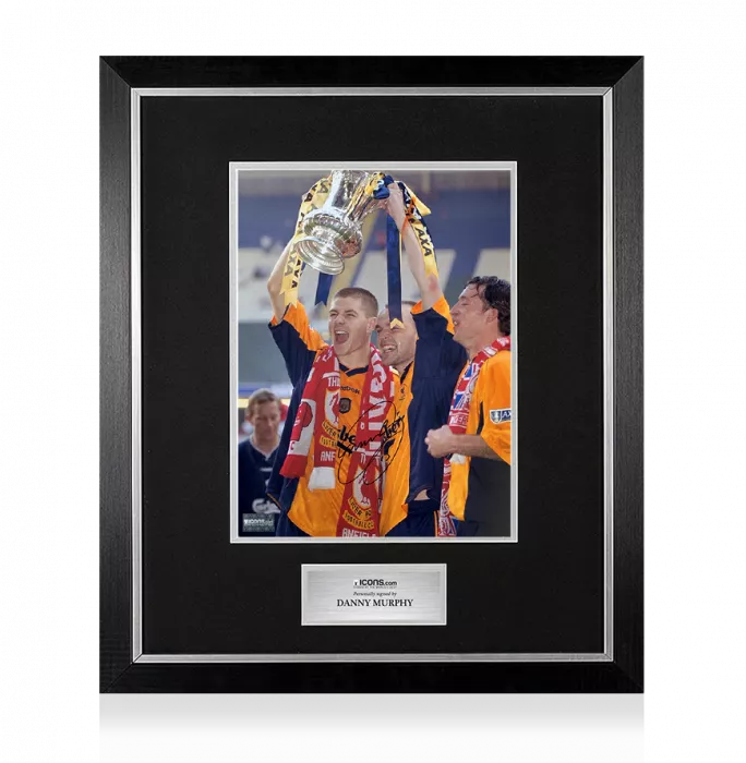 icons Danny Murphy Signed Liverpool FC Photo In Premium Photo Frame: 2001 FA Cup Winner