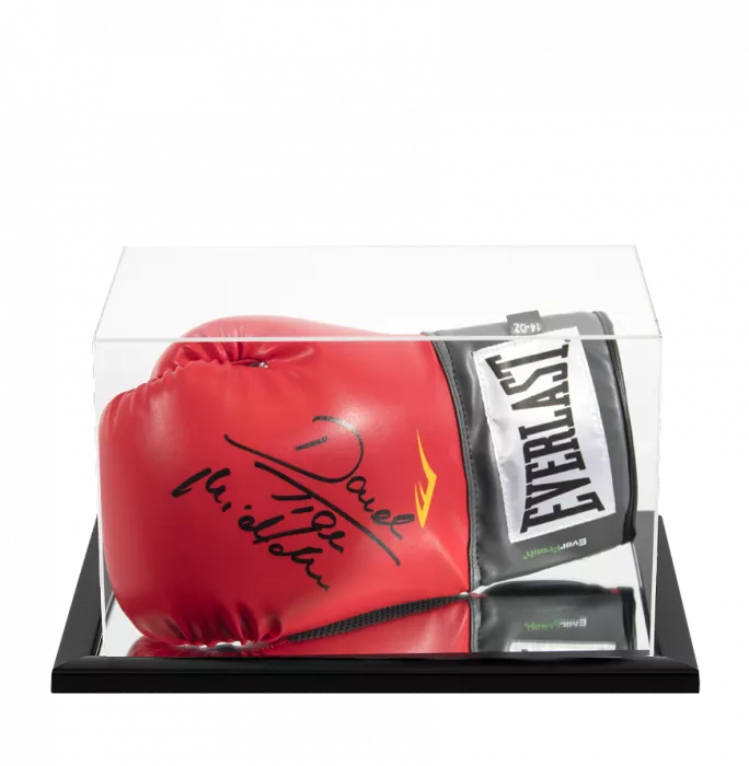 icons Dariusz Michalczewski Signed Red Everlast Boxing Glove In Acrylic Case