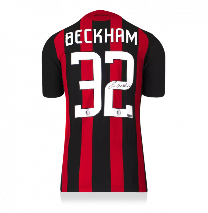 Icons David Beckham Back Signed AC Milan 2008-09 Home Shirt In Hero Frame: Option 1