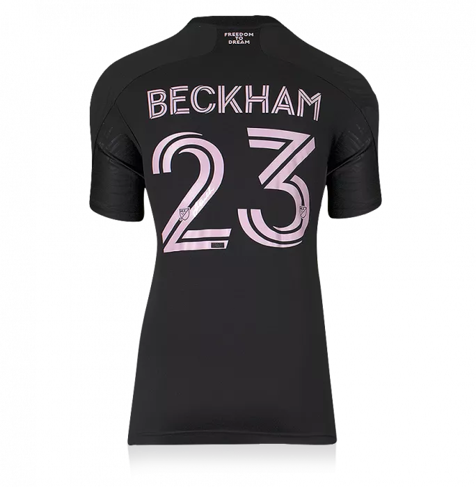 Icons David Beckham Back Signed Inter Miami CF 2020-21 Away Shirt In Hero Frame: Option 1
