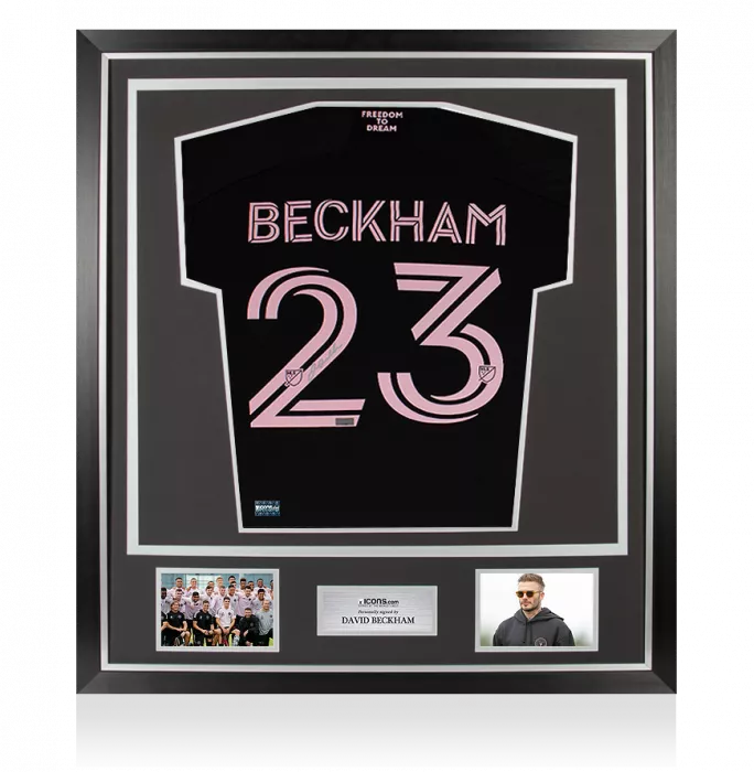 Icons David Beckham Back Signed Inter Miami CF 2020-21 Away Shirt In Classic Frame