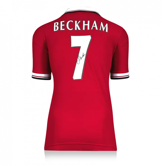Icons David Beckham Back Signed Manchester United 1999 Home Shirt With Fan Style Numbers In Hero Frame: Option 1