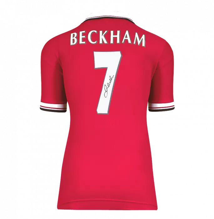 Icons David Beckham Back Signed Manchester United 1999 Home Shirt With Fan Style Number In Classic Frame
