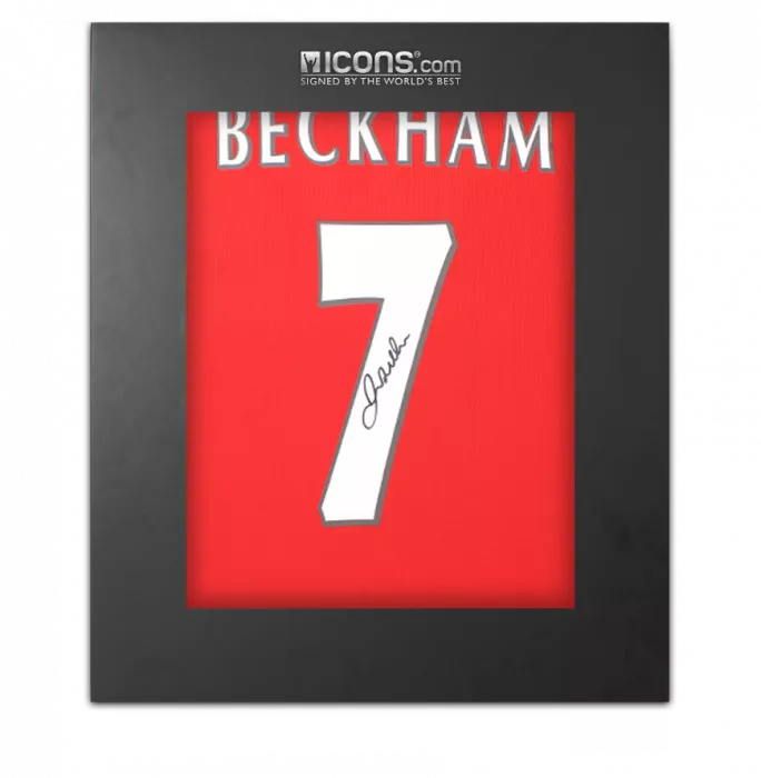 icons David Beckham Back Signed Manchester United 1999 Home Shirt With Fan Style Number In Deluxe Packaging