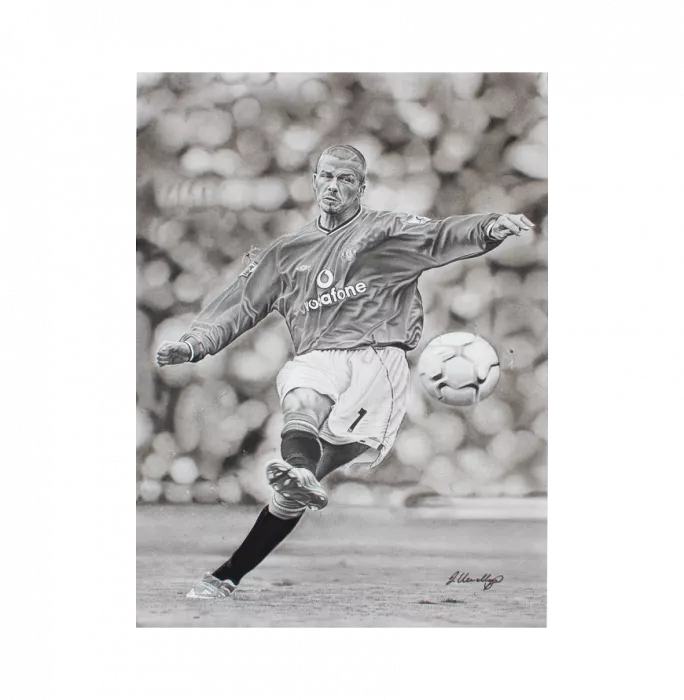 Icons David Beckham Back Signed Manchester United 2022-23 Home Shirt With Fan Style Number And Original Artwork In Hero Frame: Limited Edition 1/1