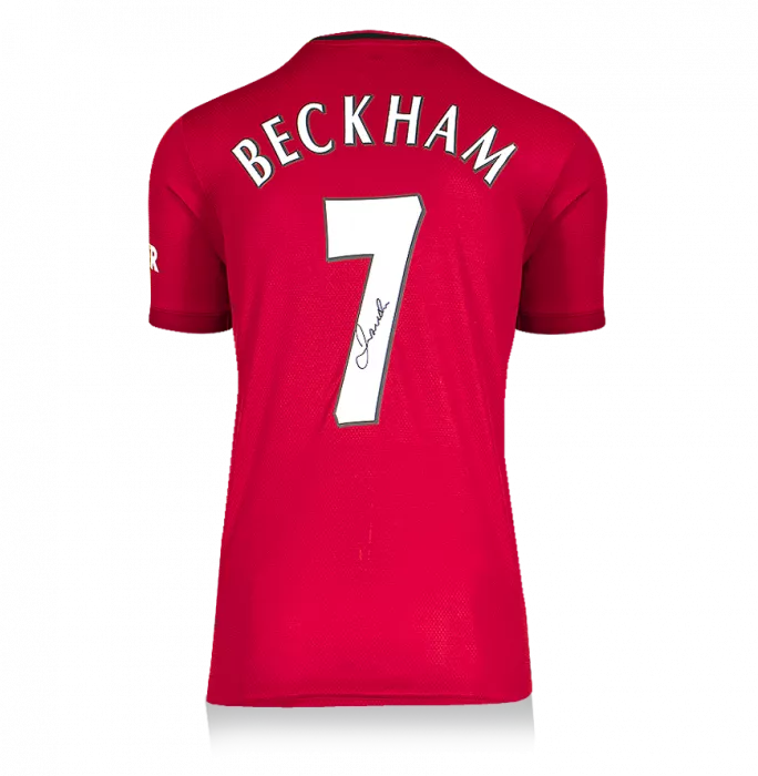 Icons David Beckham Back Signed Modern Manchester United Home Shirt With Fan Style Numbers In Hero Frame: Option 1