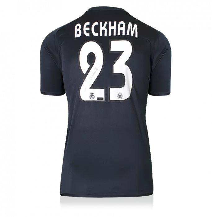 Icons David Beckham Back Signed Real Madrid 2003-04 Away Shirt In Hero Frame: Option 1