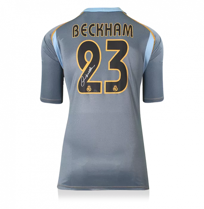 Icons David Beckham Back Signed Real Madrid 2003-04 Third Shirt In Hero Frame: Option 1
