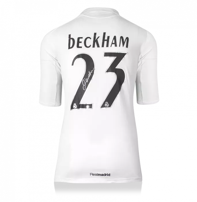Icons David Beckham Back Signed Real Madrid 2005-06 Home Shirt In Hero Frame: Option 1