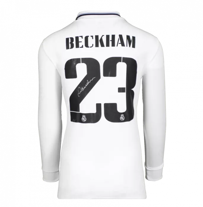 Icons David Beckham Back Signed Real Madrid 2022-23 Home Shirt In Classic Frame